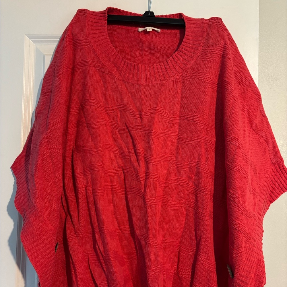 LA Made Vibrant Red Poncho Sweater
